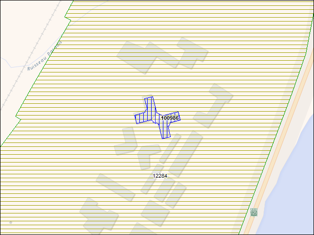 A map of the area immediately surrounding building number 100986