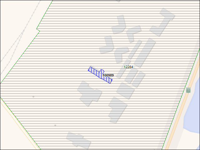 A map of the area immediately surrounding building number 100989