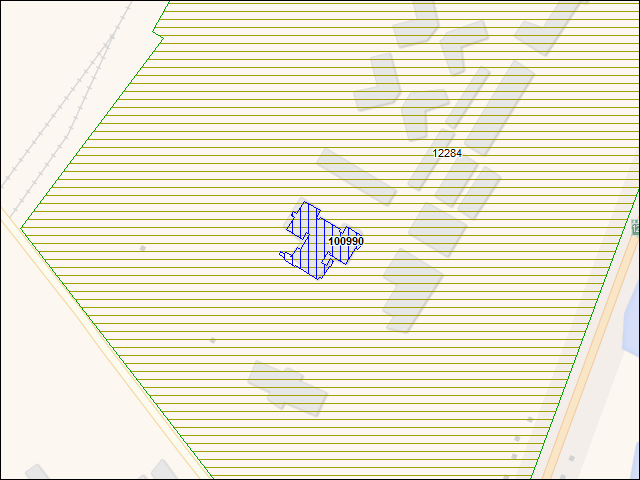 A map of the area immediately surrounding building number 100990