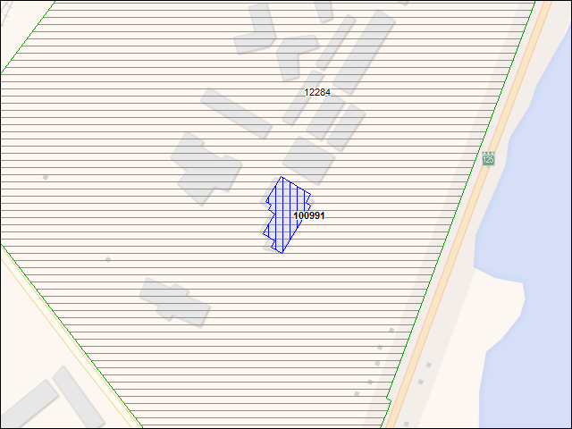 A map of the area immediately surrounding building number 100991