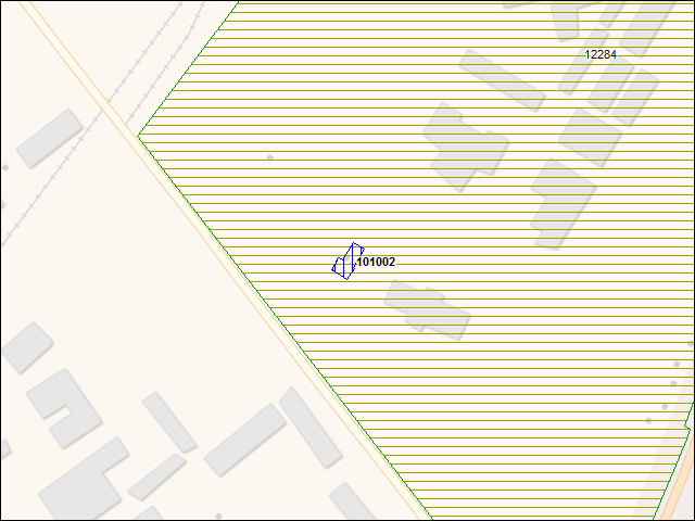 Une carte de la zone qui entoure immédiatement le bâtiment numéro 101002