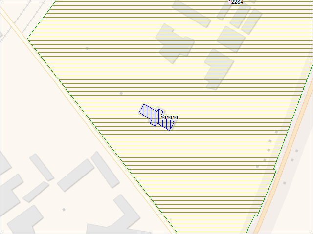 Une carte de la zone qui entoure immédiatement le bâtiment numéro 101010