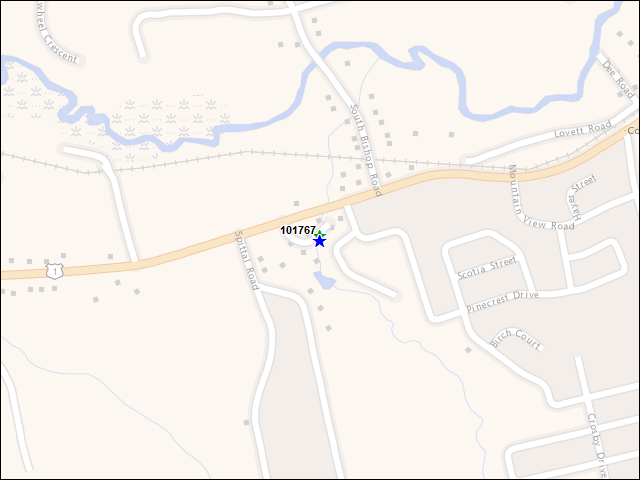 Une carte de la zone qui entoure immédiatement le bâtiment numéro 101767