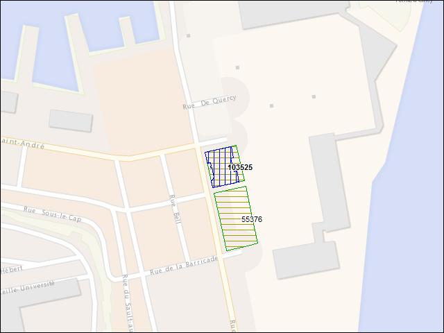 A map of the area immediately surrounding building number 103525