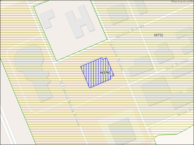 Une carte de la zone qui entoure immédiatement le bâtiment numéro 103793