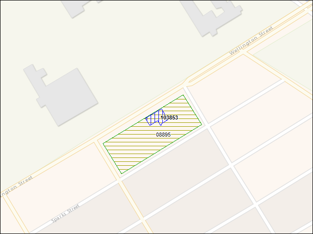 Une carte de la zone qui entoure immédiatement le bâtiment numéro 103853