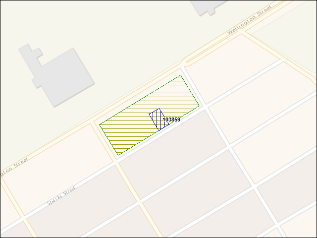 Une carte de la zone qui entoure immédiatement le bâtiment numéro 103859