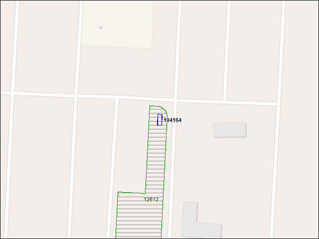 Une carte de la zone qui entoure immédiatement le bâtiment numéro 104164