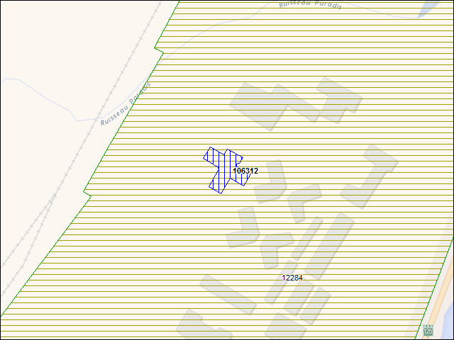 Une carte de la zone qui entoure immédiatement le bâtiment numéro 106312