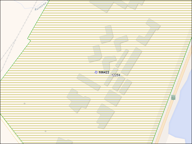Une carte de la zone qui entoure immédiatement le bâtiment numéro 106422