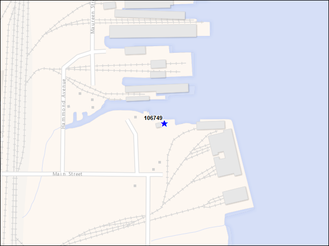 Une carte de la zone qui entoure immédiatement le bâtiment numéro 106749