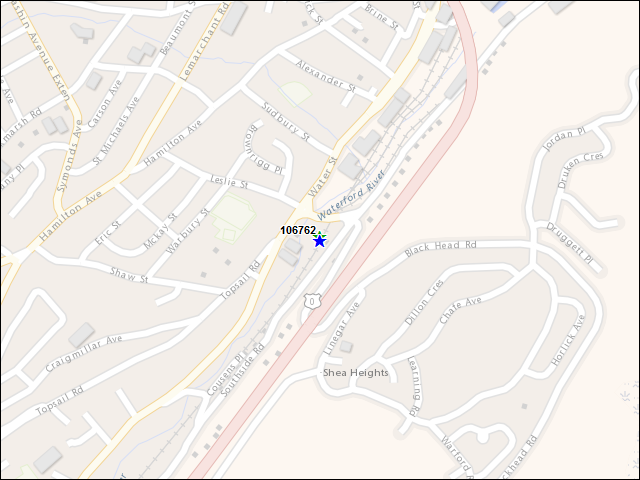 A map of the area immediately surrounding building number 106762