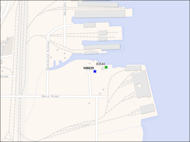 Une carte de la zone qui entoure immédiatement le bâtiment numéro 106829
