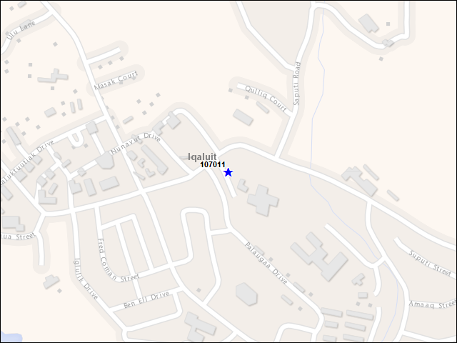 Une carte de la zone qui entoure immédiatement le bâtiment numéro 107011