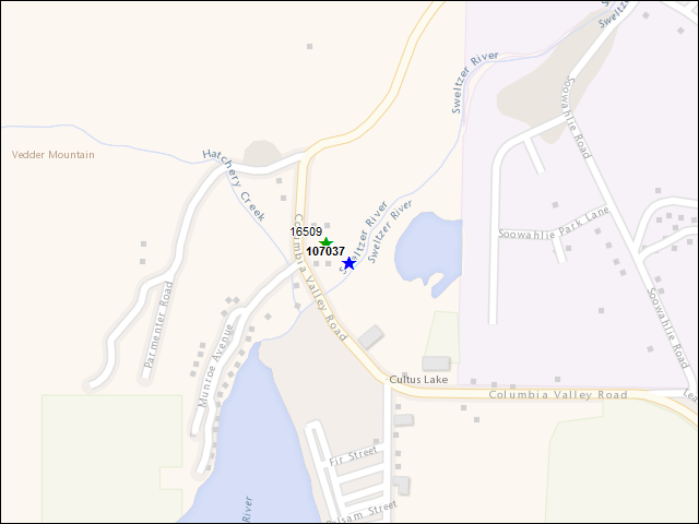 Une carte de la zone qui entoure immédiatement le bâtiment numéro 107037