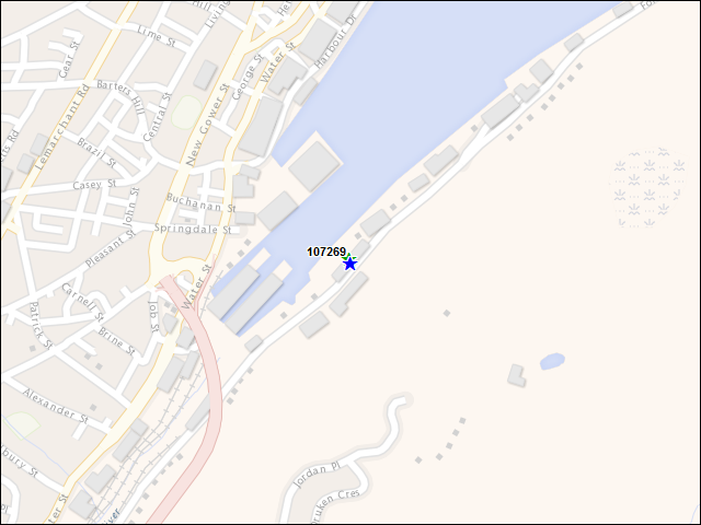 A map of the area immediately surrounding building number 107269