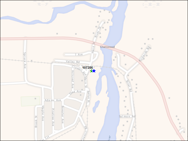 A map of the area immediately surrounding building number 107286