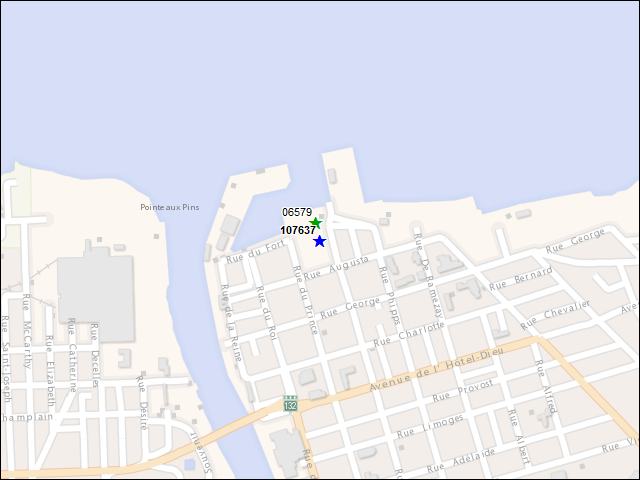 Une carte de la zone qui entoure immédiatement le bâtiment numéro 107637