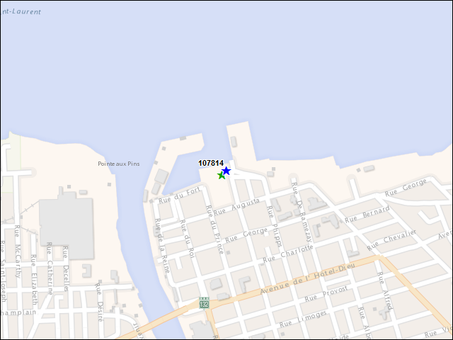 Une carte de la zone qui entoure immédiatement le bâtiment numéro 107814