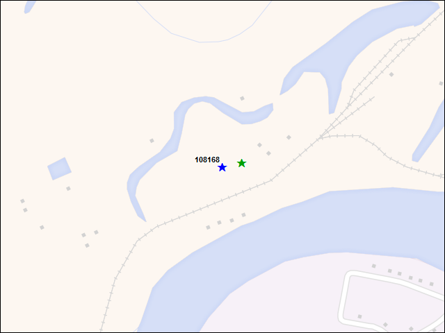Une carte de la zone qui entoure immédiatement le bâtiment numéro 108168