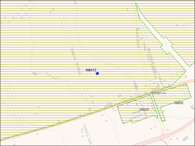 Une carte de la zone qui entoure immédiatement le bâtiment numéro 108173