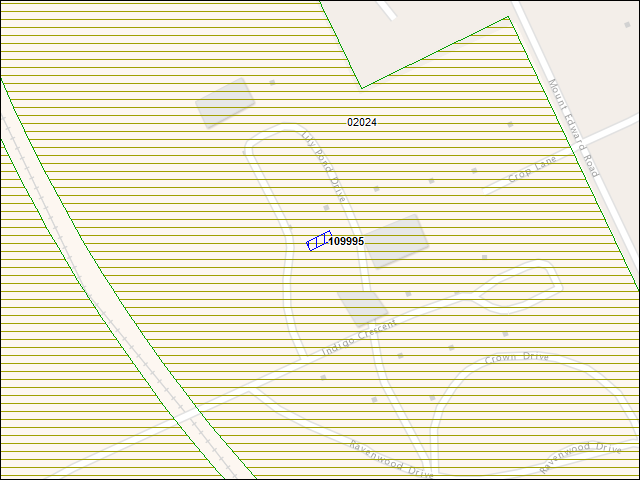 Une carte de la zone qui entoure immédiatement le bâtiment numéro 109995