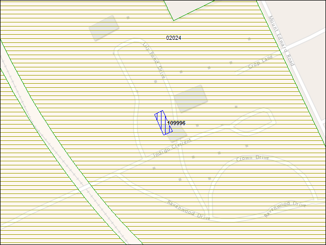 Une carte de la zone qui entoure immédiatement le bâtiment numéro 109996