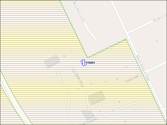 Une carte de la zone qui entoure immédiatement le bâtiment numéro 110001