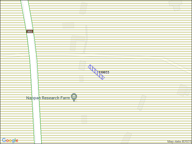 A map of the area immediately surrounding building number 110033