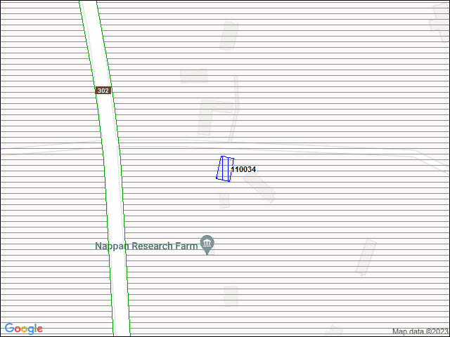 A map of the area immediately surrounding building number 110034