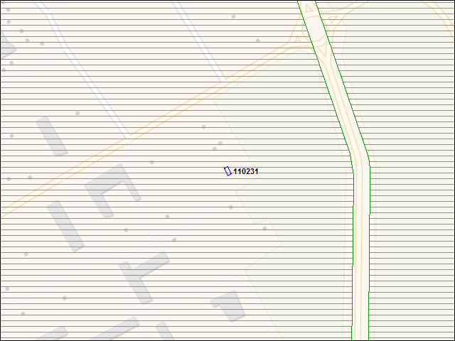 Une carte de la zone qui entoure immédiatement le bâtiment numéro 110231