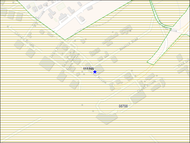 A map of the area immediately surrounding building number 111165
