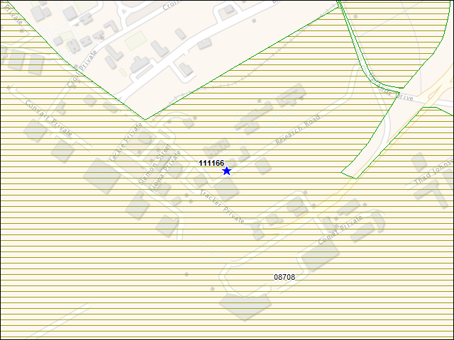 Une carte de la zone qui entoure immédiatement le bâtiment numéro 111166