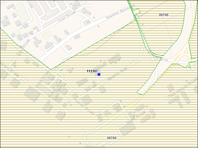 Une carte de la zone qui entoure immédiatement le bâtiment numéro 111167