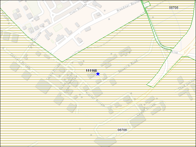 Une carte de la zone qui entoure immédiatement le bâtiment numéro 111168