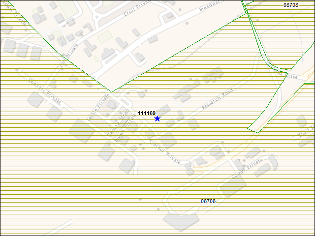 Une carte de la zone qui entoure immédiatement le bâtiment numéro 111169