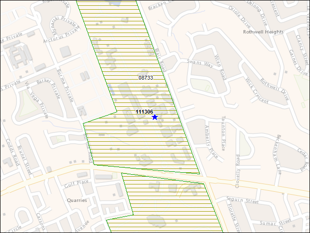 A map of the area immediately surrounding building number 111306