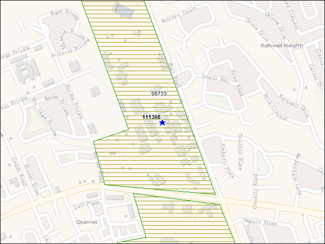 A map of the area immediately surrounding building number 111308
