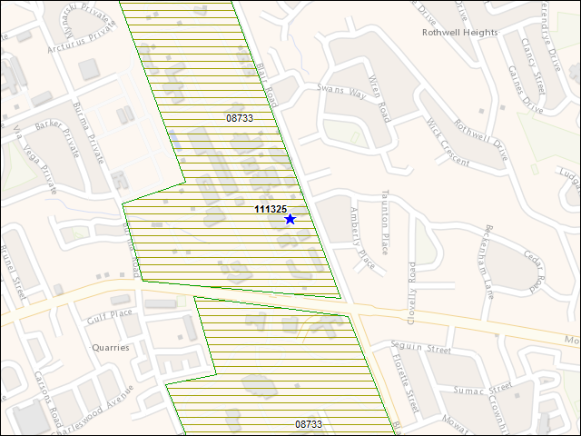 A map of the area immediately surrounding building number 111325