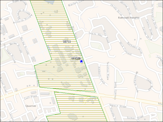 A map of the area immediately surrounding building number 111329
