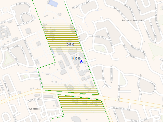 A map of the area immediately surrounding building number 111330