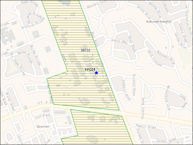 A map of the area immediately surrounding building number 111331