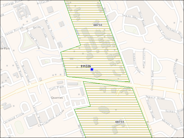 A map of the area immediately surrounding building number 111335