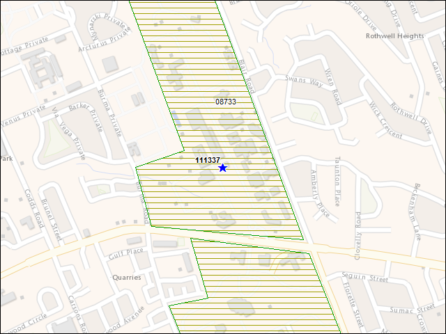 A map of the area immediately surrounding building number 111337