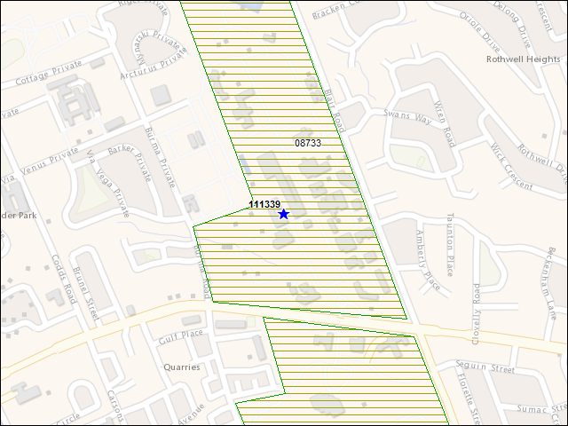 A map of the area immediately surrounding building number 111339