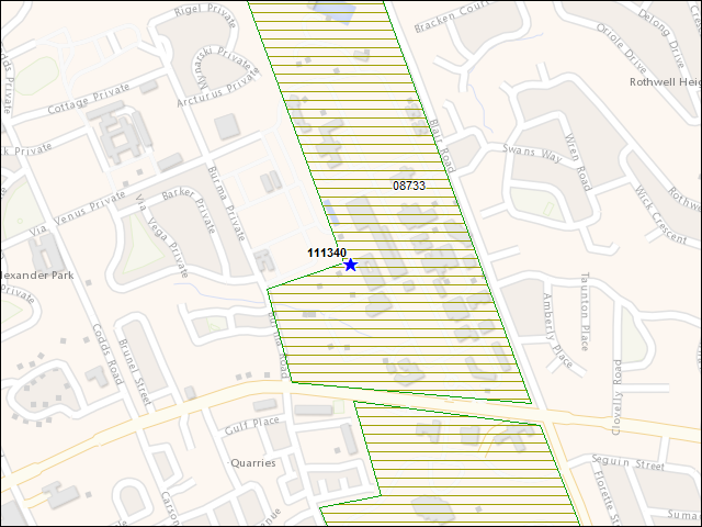 A map of the area immediately surrounding building number 111340