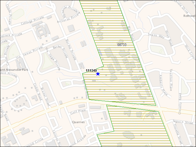 A map of the area immediately surrounding building number 111349