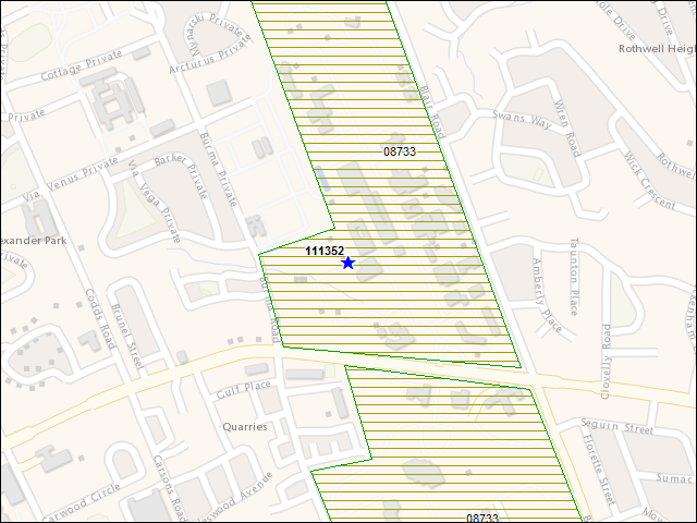 A map of the area immediately surrounding building number 111352