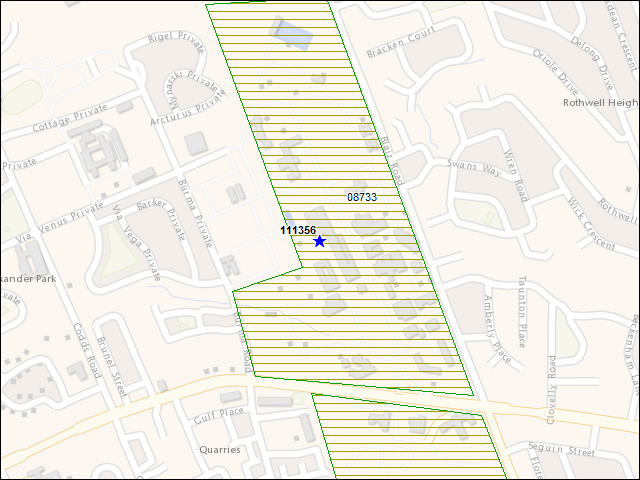 A map of the area immediately surrounding building number 111356