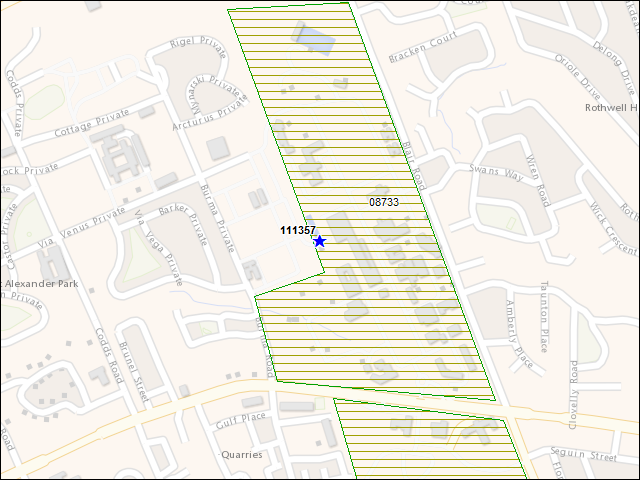 A map of the area immediately surrounding building number 111357